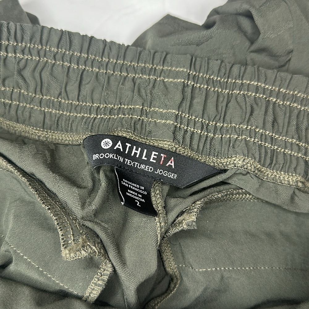 Athleta Women’s Brooklyn Textured Joggers Athletic Stretch Pants Green Size 2 - Picture 3 of 6